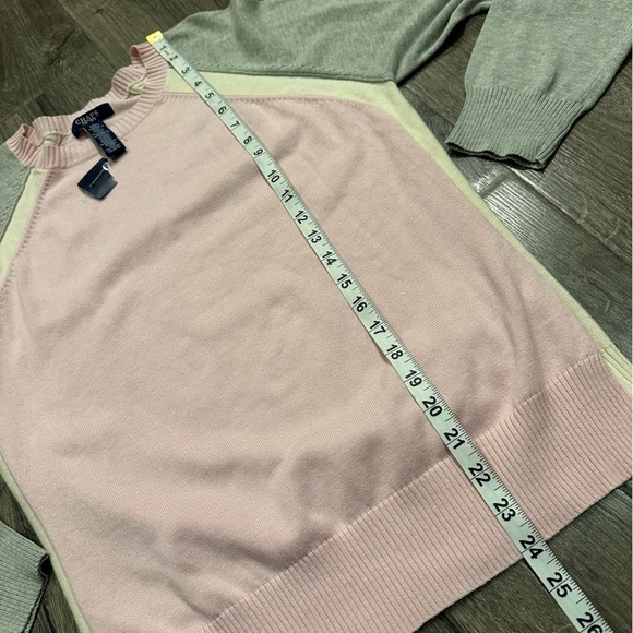 New Chaps Sweater Color Block Pink Gray Cotton Sz Large Preppy Feminine Classic - Picture 9 of 10